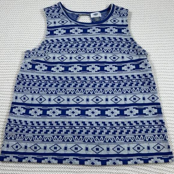 Old Navy Blue and Gray Knit Blouse with Nordic Pattern. Size Medium - Picture 1 of 5